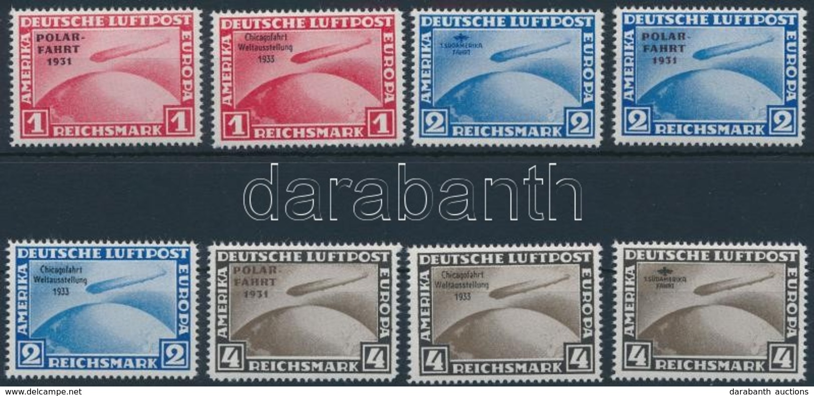 ** Deutsches Reich 8 Különféle Zeppelin Bélyeg Reprint - Autres & Non Classés