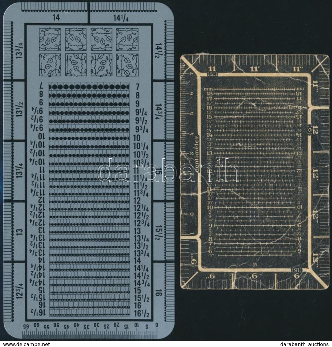 2 Db Fogazatmérő, Egyik Régebbi Papírból, Másik újabb Fémből Készült - Sonstige & Ohne Zuordnung