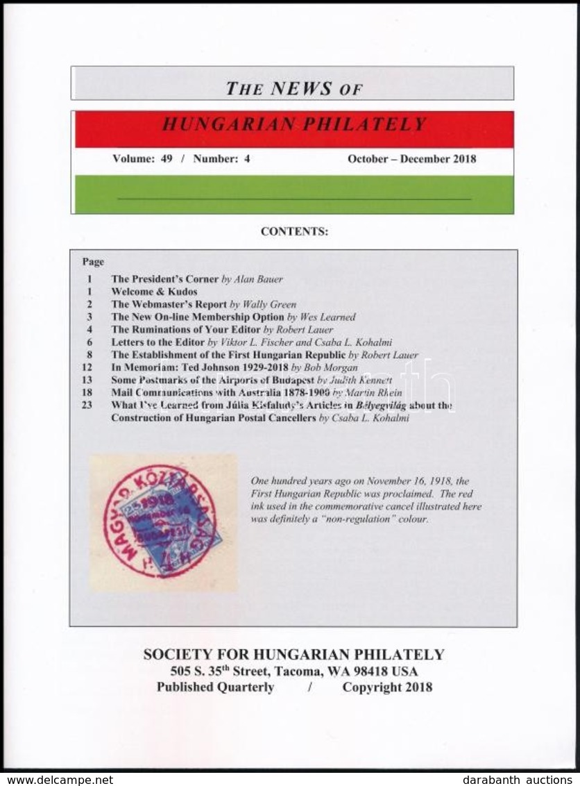 The News Of The Hungarian Philately 49. évf. 4. Száma - Other & Unclassified