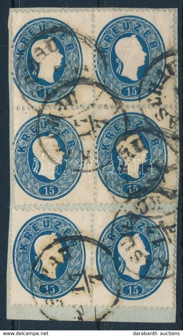 1861 15kr Négyestömb + Pár Kivágáson Block Of 4 + Pair On Cutting 'KASCHAU' - Sonstige & Ohne Zuordnung