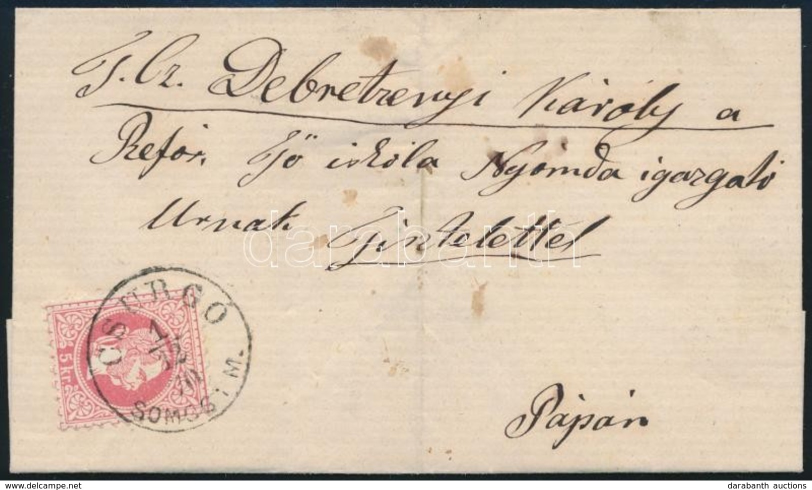 1870 5kr Levélen 'CSURGÓ SOMOGY M' - Pápa - Other & Unclassified