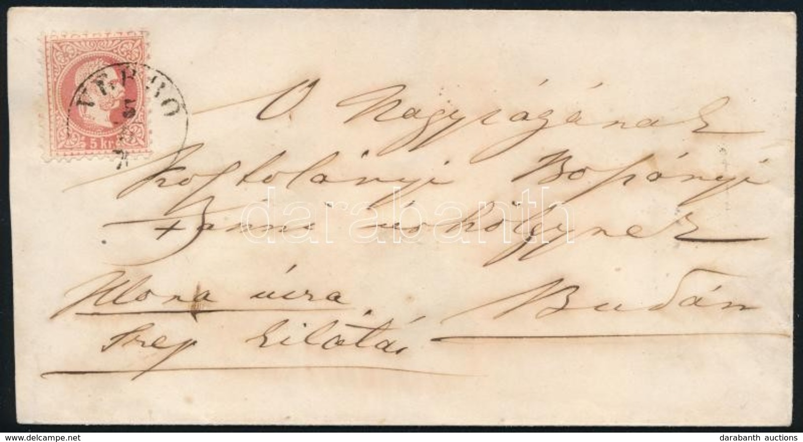 1870 5kr Levélen / On Cover 'VERBÓ' - 'BUDA' - Other & Unclassified