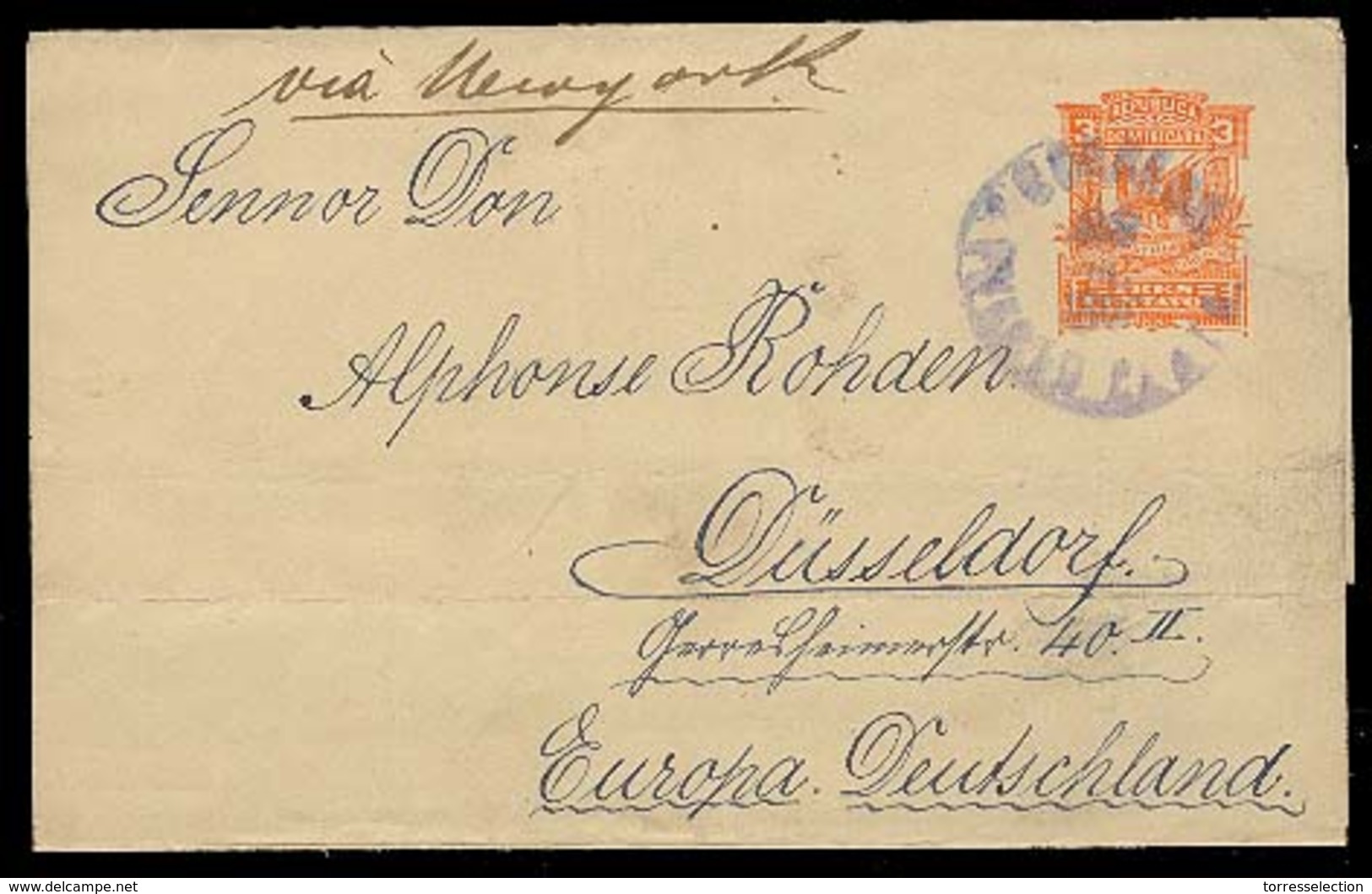 DOMINICAN REP. 1890. P. Plata - Germany. 3c Orange Stat Wrapper Complete Used. Scarce. - Dominicaine (République)