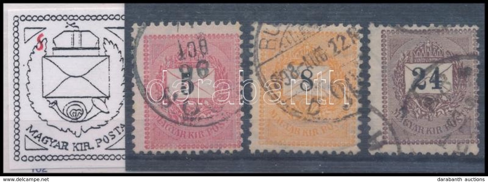 O 1889  5kr, 8kr, 24kr  Fáklya Javítással - Andere & Zonder Classificatie