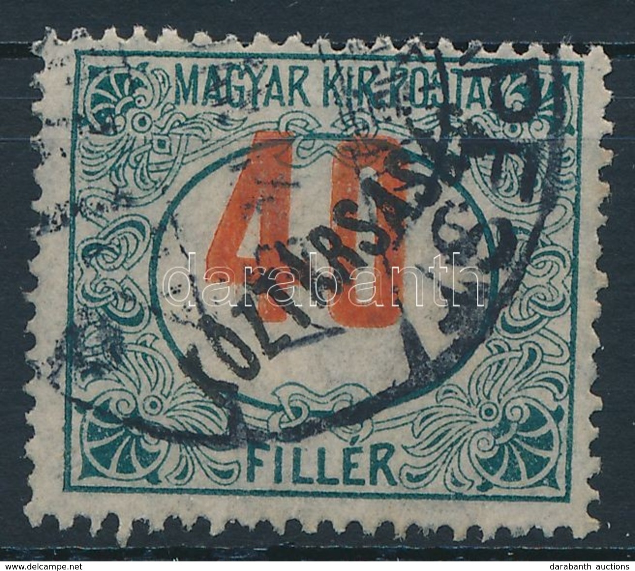 O 1915 Pirosszámú Portó 40f; Keretre Tolódott értékszám - Other & Unclassified