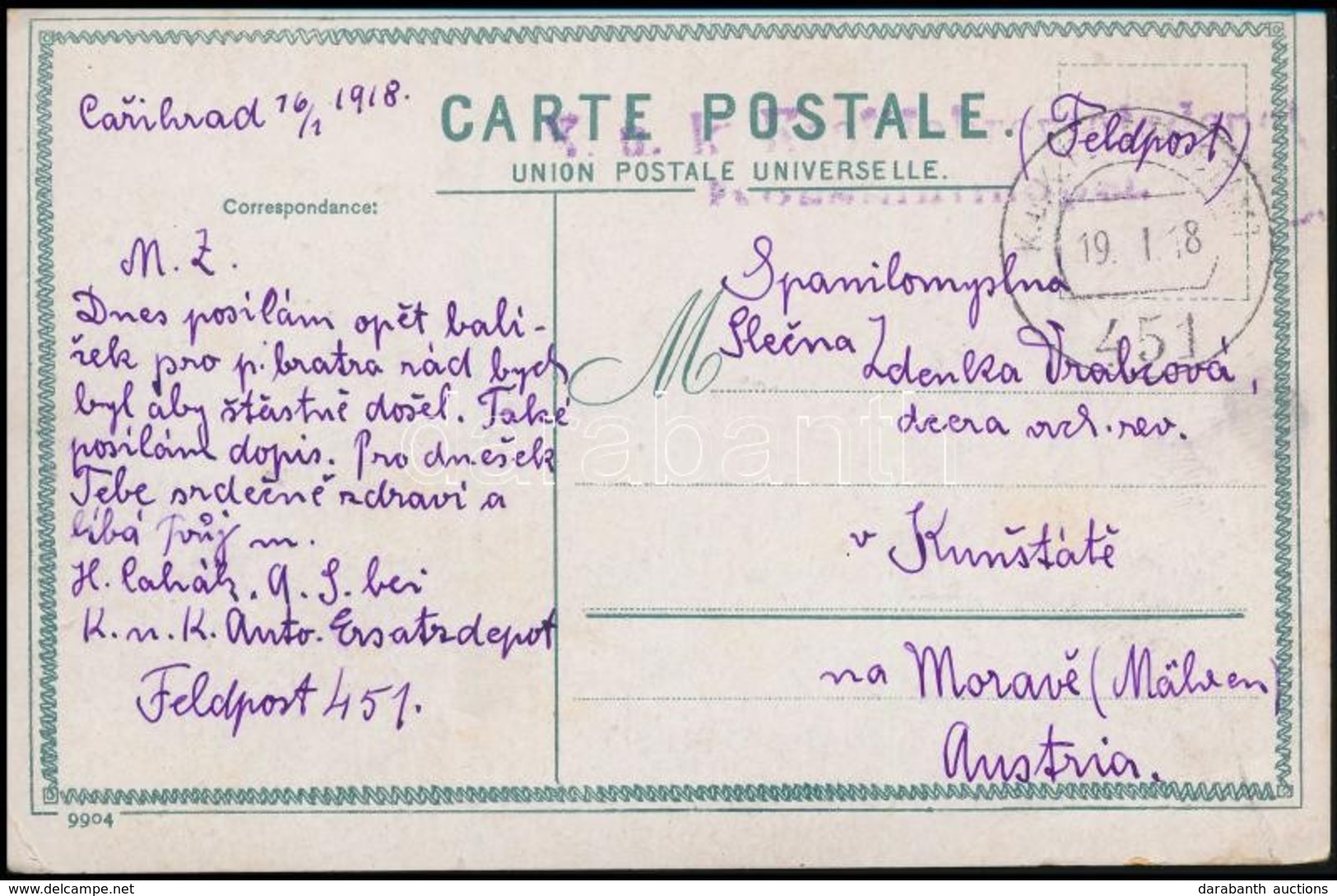 1918 Képeslap Konstantinápolyból / Postcard From Constantinaple 'FP 451' - Autres & Non Classés