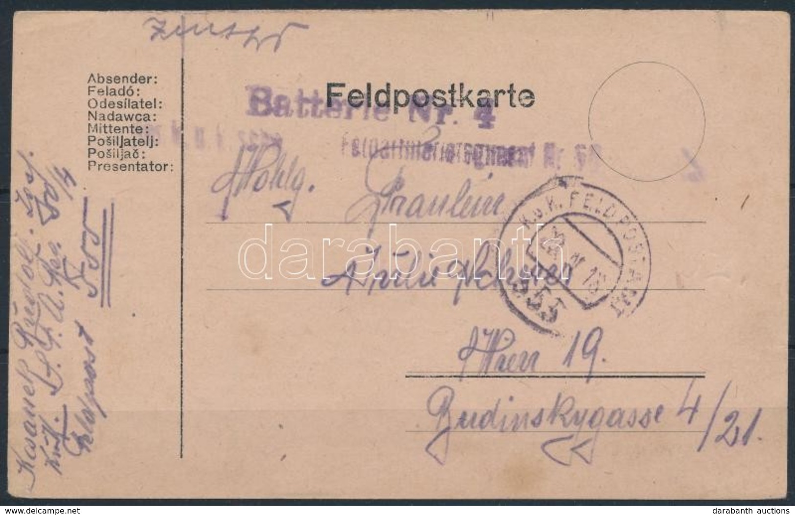 1918 Tábori Posta Levelezőlap / Field Postcard 'FP 555' - Andere & Zonder Classificatie
