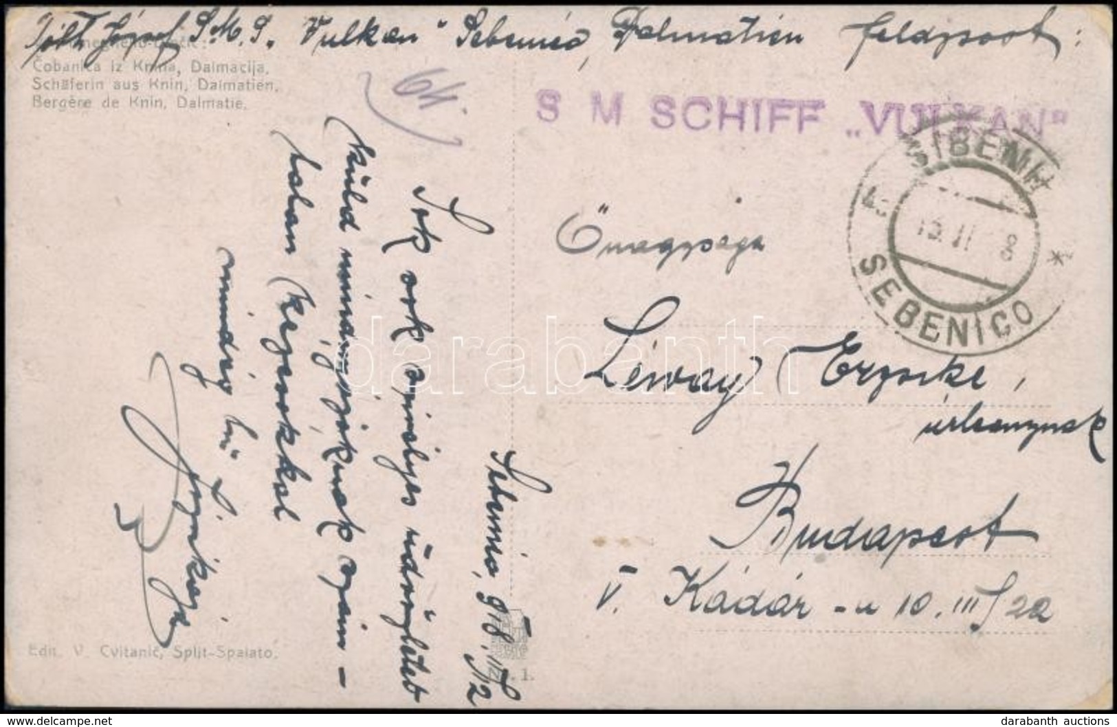 1918 Tábori Képeslap Haditengerészeti Postával 'S.M. SCHIFF VULKAN' - Other & Unclassified