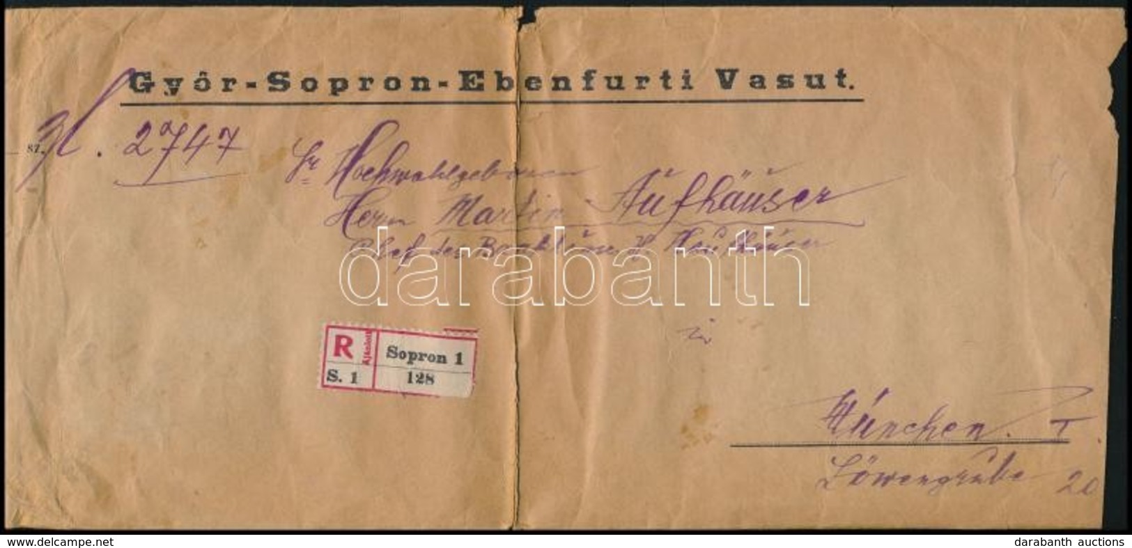 1933 Nagyalakú Ajánlott Levél 3P 52f Bérmentesítéssel Münchenbe Küldve (hajtott) - Other & Unclassified