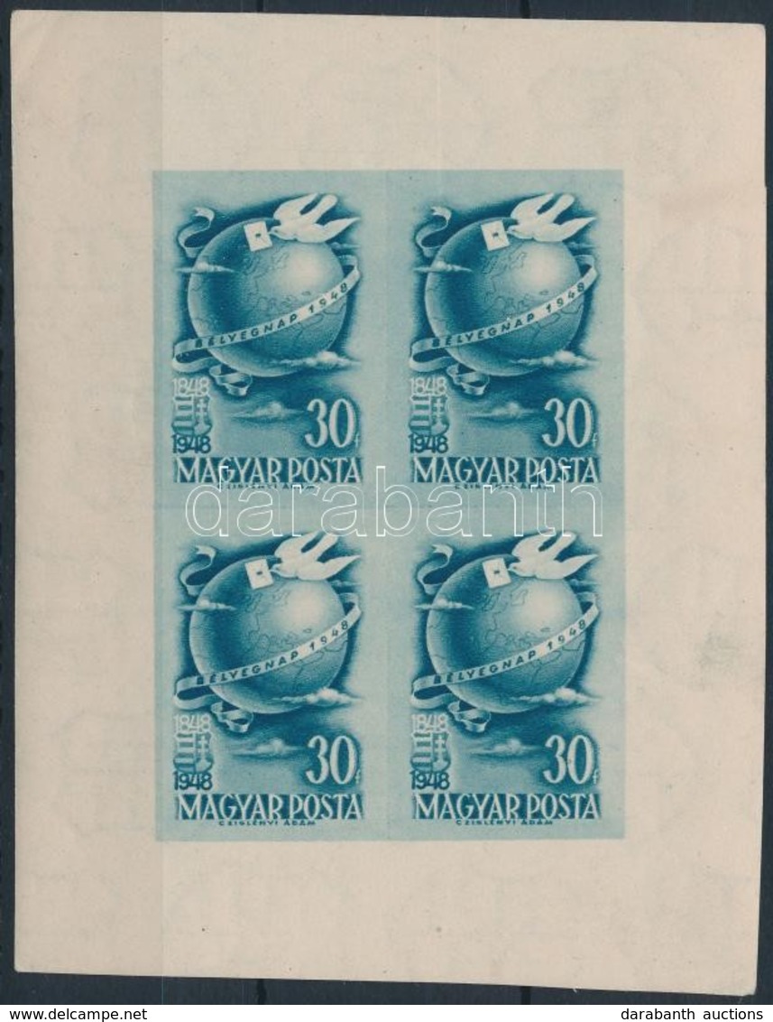 ** 1948 Bélyegnap (21.) Vágott Kisív (450.000) / Mi 1034 Imperforate Minisheet (apró Ráncok / Small Creases) - Other & Unclassified