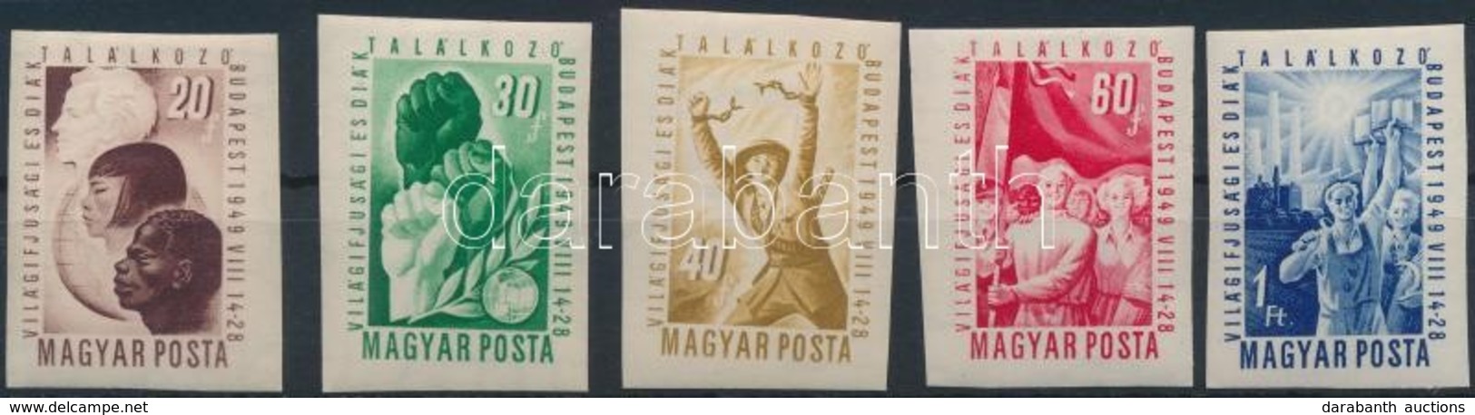 * 1949 VIT (I.) Vágott Sor (20.000) / Mi 1048-1052 Imperforate Set - Autres & Non Classés