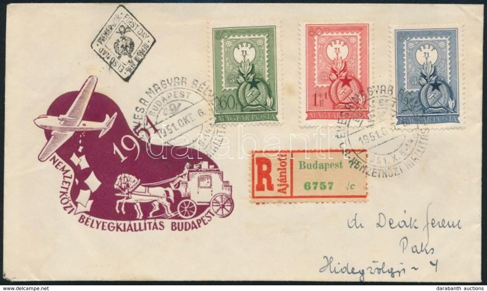 1951 80 éves A Magyar Bélyeg Sor Ajánlott FDC-n - Autres & Non Classés