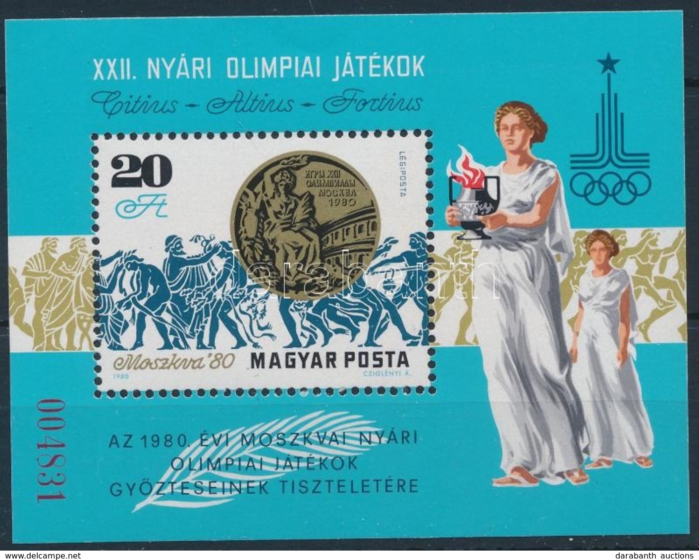 ** 1980 Olimpiai érmesek IV. Ajándék Blokk (18.000) / Mi Block 145 Present Of The Post - Other & Unclassified