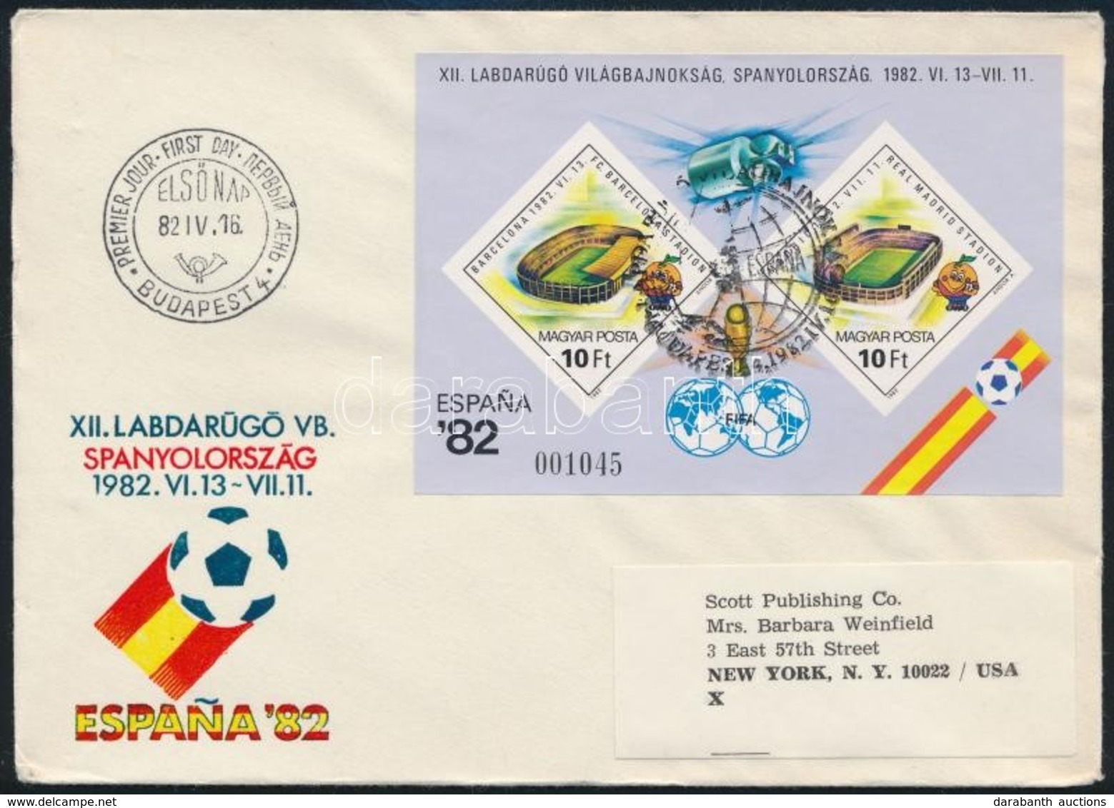 1982 Labdarúgó Vágott Blokk Futott FDC-n - Autres & Non Classés