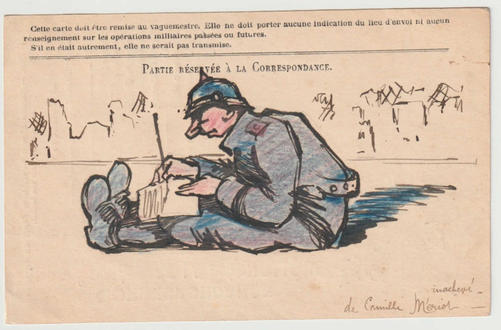 CORRESPONDANCE DES ARMEES - DESSIN ORIGINAL - 1877-1920: Période Semi Moderne