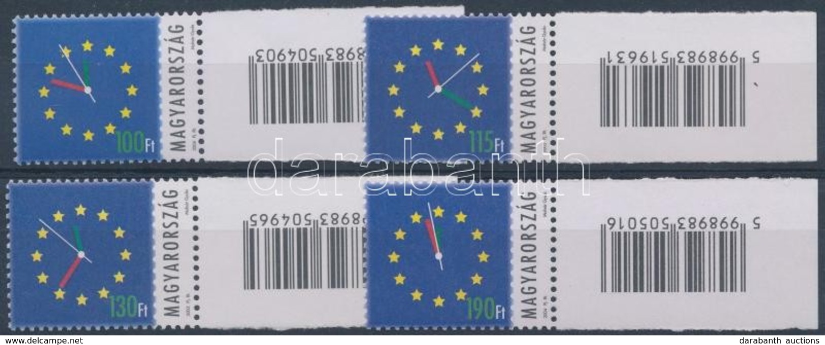 ** 2003-2004 Úton Az EU-ba I-IV.  Bélyegek ívszéli  Vonalkóddal - Other & Unclassified