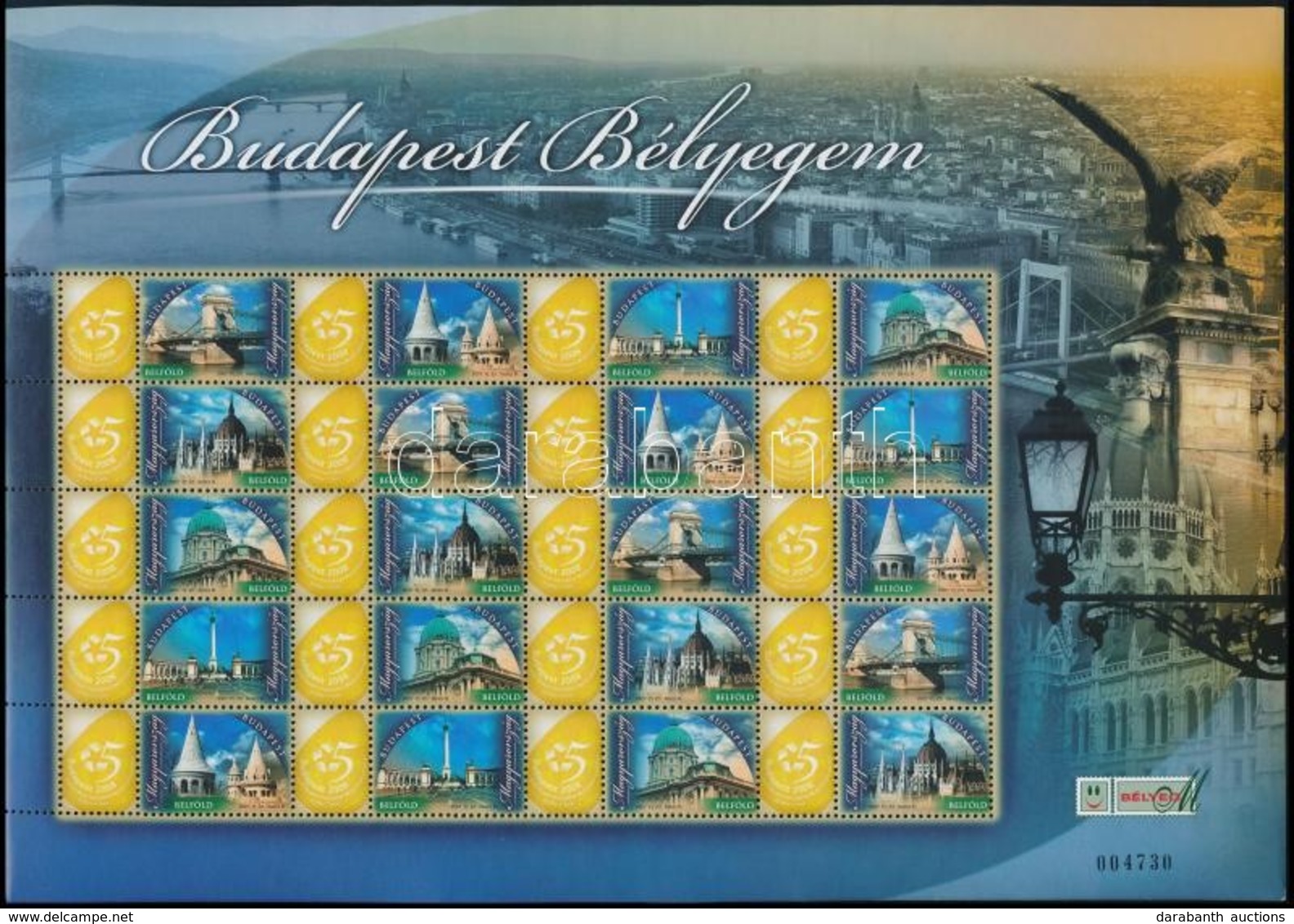 ** 2008 MVM Öttusa-világbajnokság 'Budapest Bélyegem' Teljes ív Sárga Emblémával A Szelvényeken - Other & Unclassified