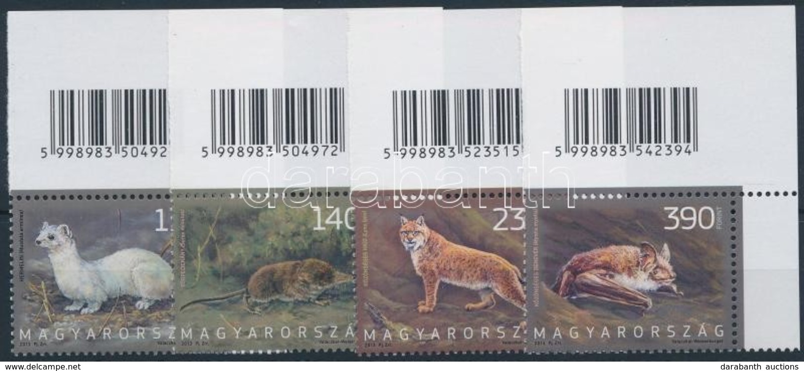 ** 2013 Magyarország állatvilága (VII.) - Ragadozó Emlősök ívsarki Sor Vonalkóddal - Autres & Non Classés