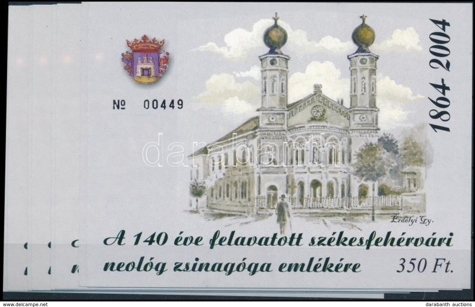 ** 2004/46 Székesfehérvári Zsinagóga 8 Db Emlékív 4 + 3 (felosztásban Sorszámkövető + 1 Db Emlékív A Hátoldalán Ismertet - Autres & Non Classés