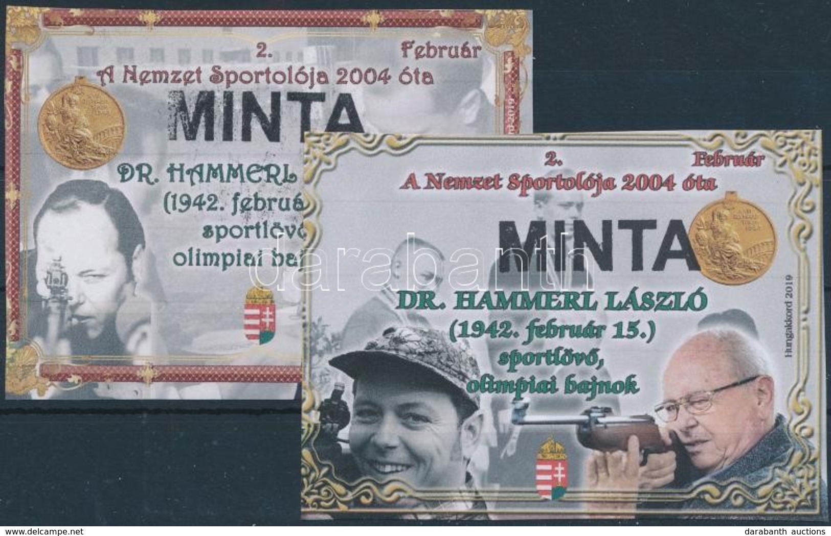 ** 2019 Dr. Hammerl László, Sportlövő, Olimpiai Bajnok 2 Db Grafikai Minta, Kiadatlan - Other & Unclassified