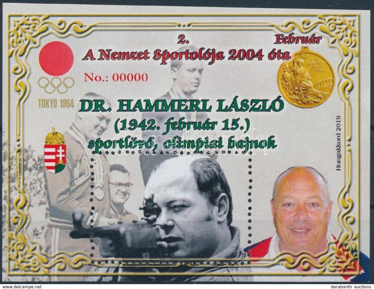 ** 2019 Dr. Hammerl László, Sportlövő, Olimpiai Bajnok,,00000' Piros Sorszámmal - Other & Unclassified