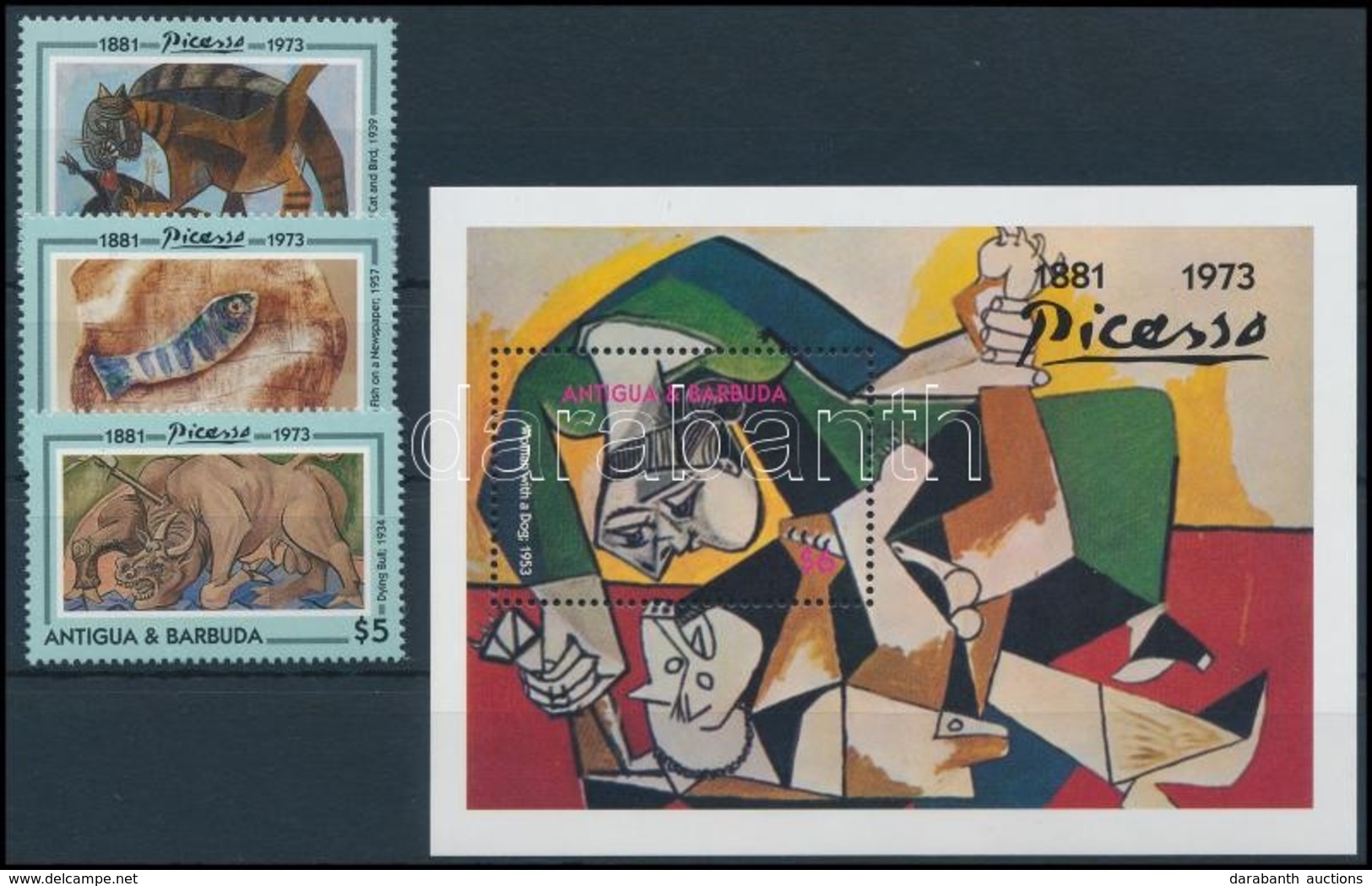 ** 1993 Picasso, Festmény Sor + Blokk,
Picasso, Painting Set + Block
Mi 1854-1856 + Mi 266 - Other & Unclassified