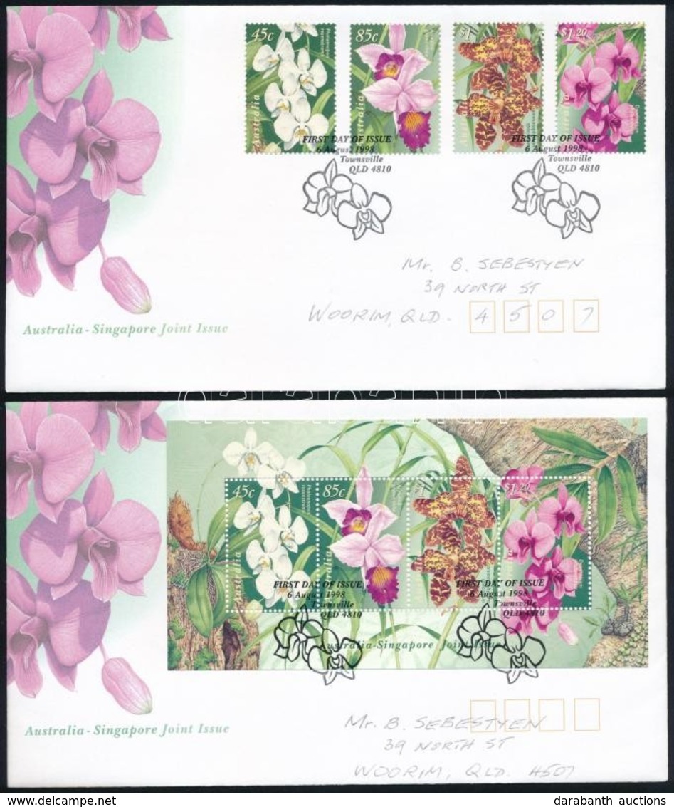 1998 Orchidea Sor Mi 1750-1753 + Blokk Mi 27 2 Db FDC-n - Andere & Zonder Classificatie