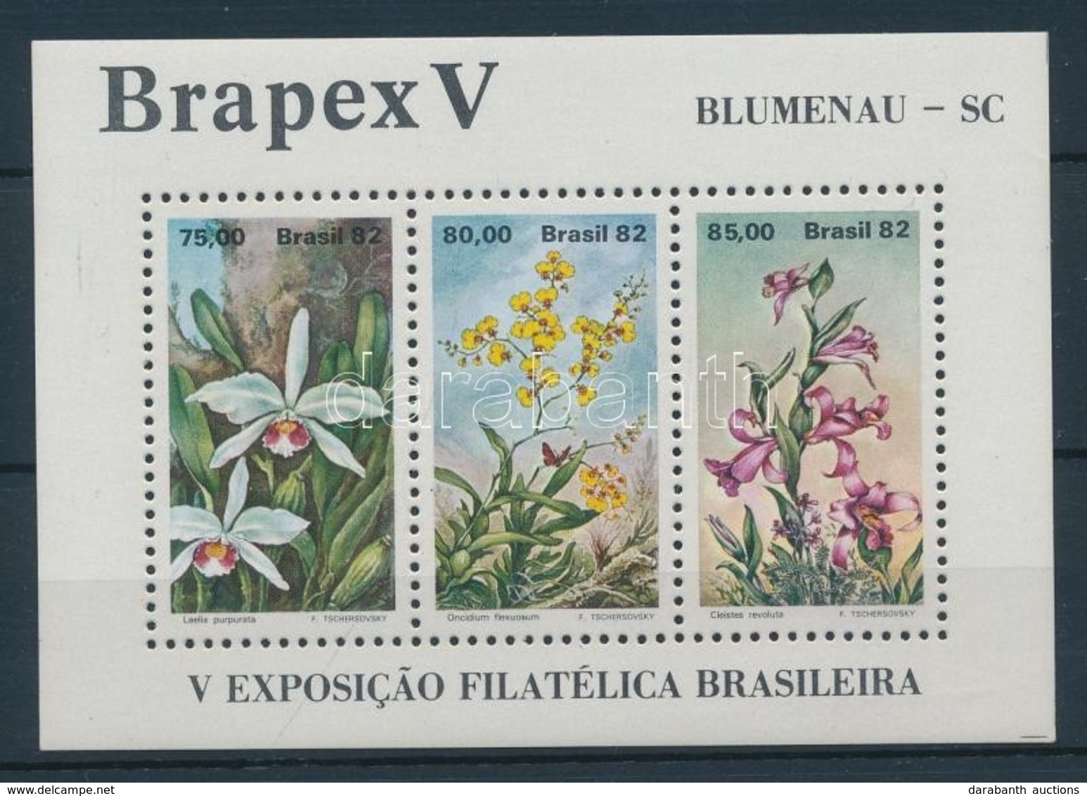 ** 1982 Brapex Bélyegkiállítás Orchideák Blokk Mi 49 - Andere & Zonder Classificatie