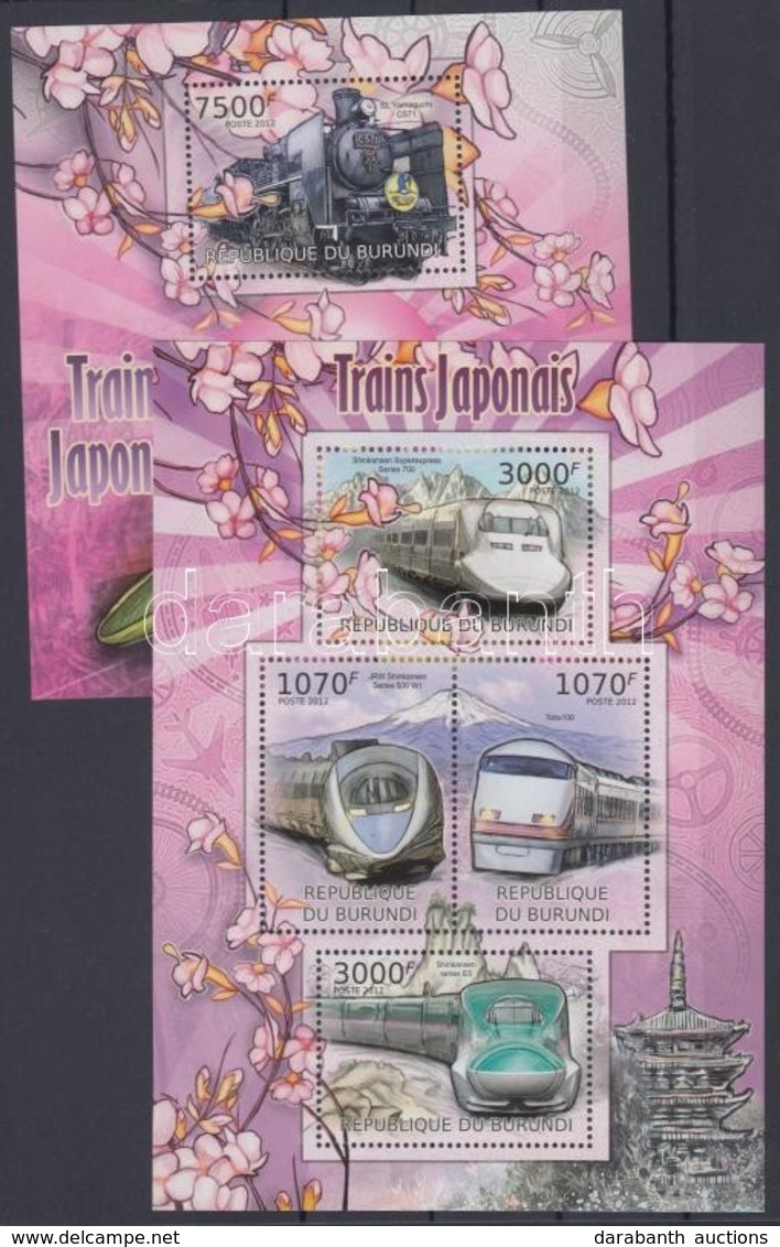** 2012 Japán Vonatok és Mozdonyok Kisív Mi 2453-2456 + Blokk Mi 224 - Autres & Non Classés