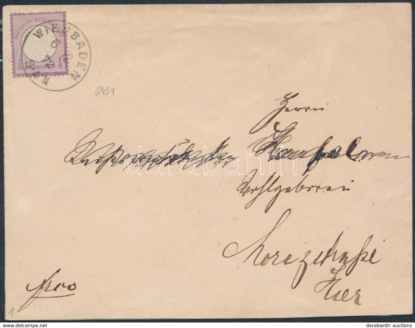 1872 Mi 1 Levélen / On Cover 'WIESBADEN' - Other & Unclassified