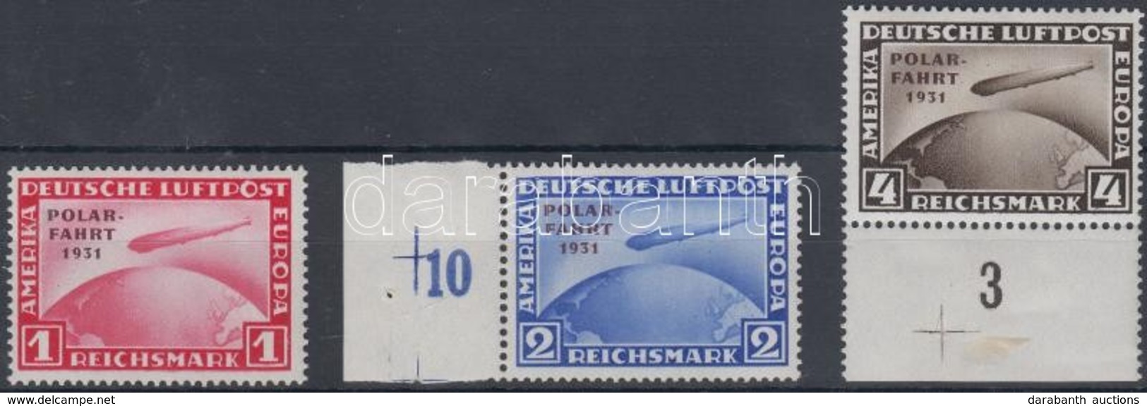 ** 1931 Zeppelin Polarfahrt Mi 456-458 (Mi EUR 4.000.-) Tanúsítvány A 2M és 4M értékekhez / Certificate For Mi 457 Oechs - Andere & Zonder Classificatie