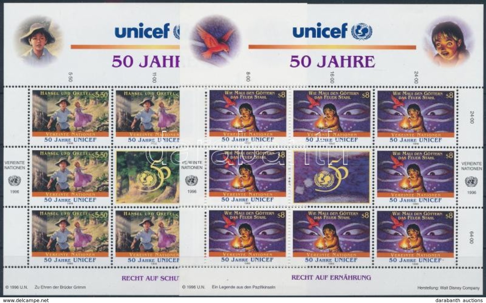 ** 1996 UNICEF Kisívsor,
UNICEF Minisheet Set
Mi 218-219 - Other & Unclassified