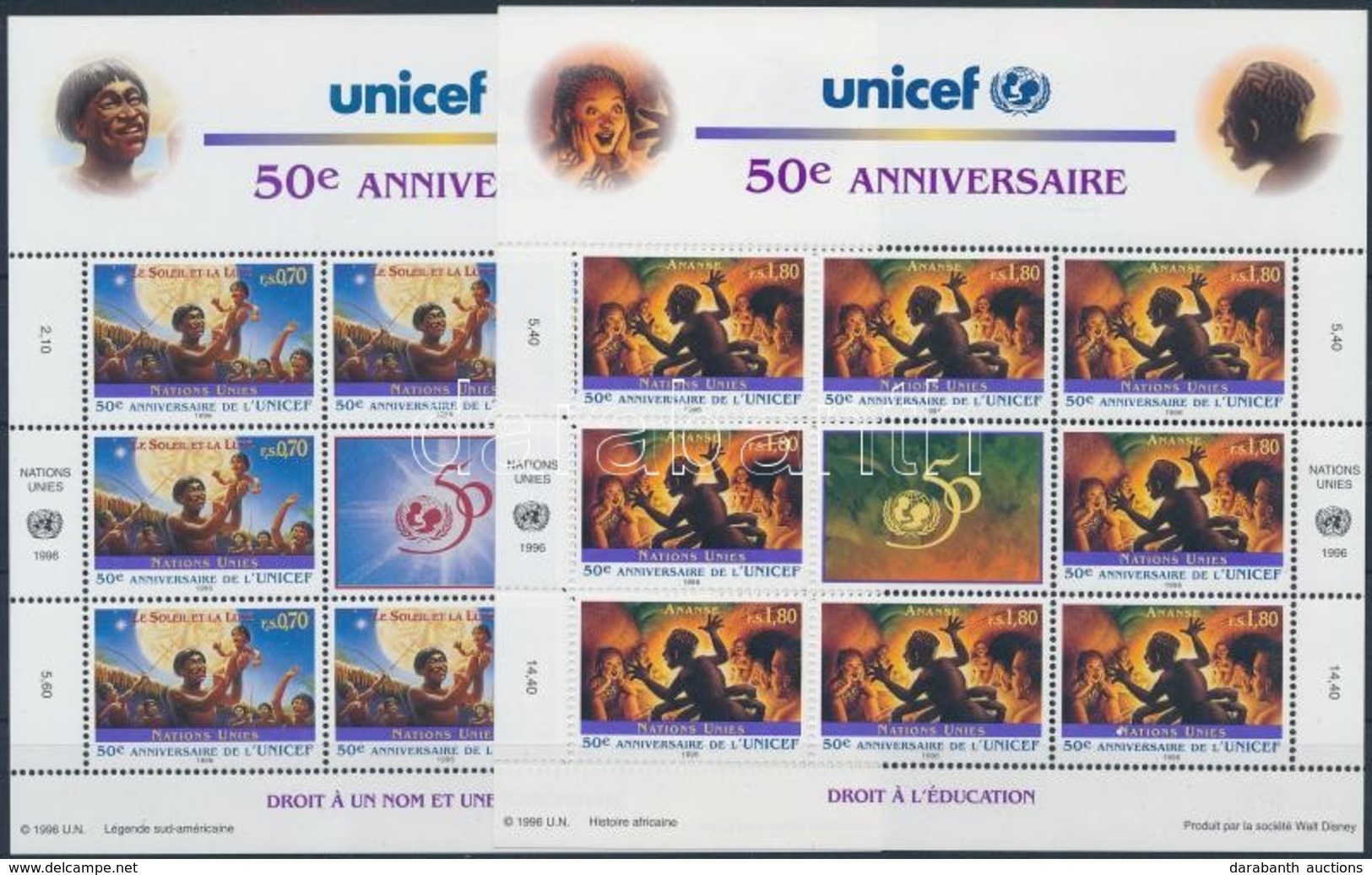 ** 1996 UNICEF Kisívsor,
UNICEF Minisheet Set
Mi 301-302 - Autres & Non Classés