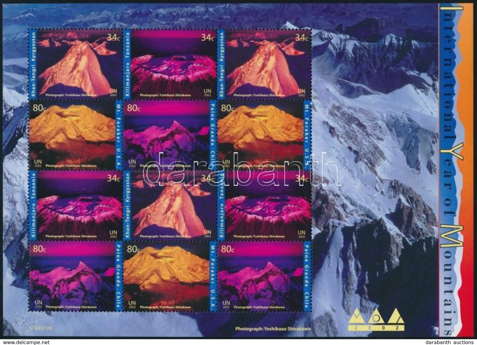 ** 2002 Hegyek Nemzetközi éve Kisív,
International Year Of Mountains Minisheet
Mi 363-366 - Sonstige & Ohne Zuordnung