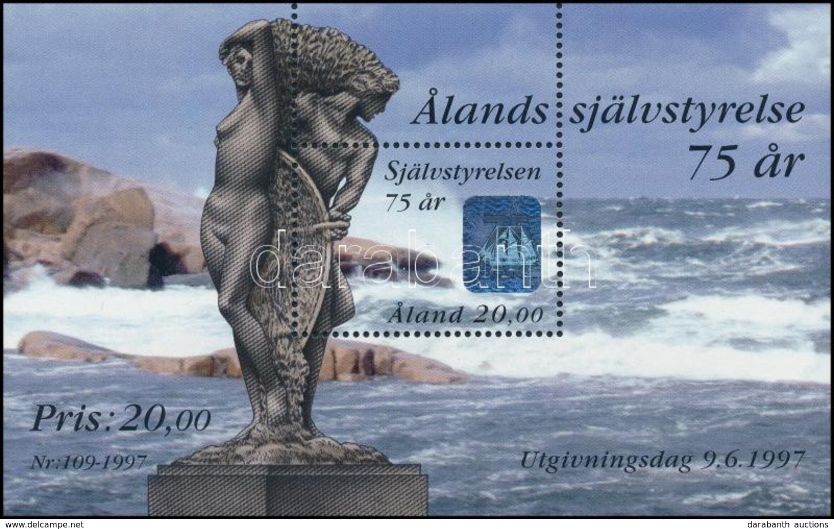 ** 1997 75 éves Az älandi önkormányzat Hologramos Blokk,
75th Anniversary Of Self-government Of Aland Holographic Block
 - Autres & Non Classés