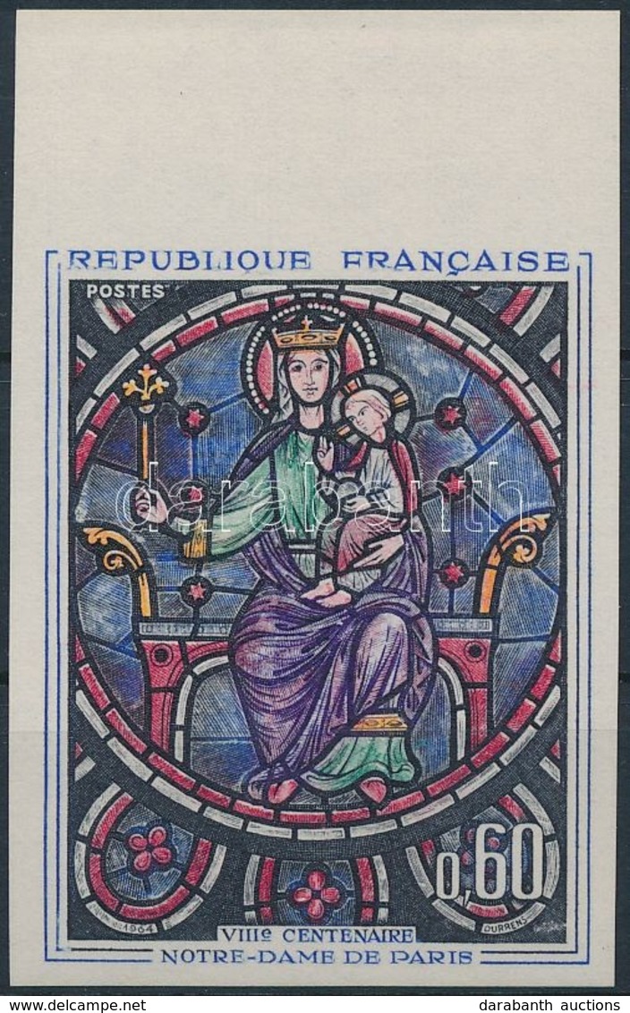 ** 1964 800 éves A Párizsi Notre Dame ívszéli Vágott Bélyeg Mi 1474 - Autres & Non Classés