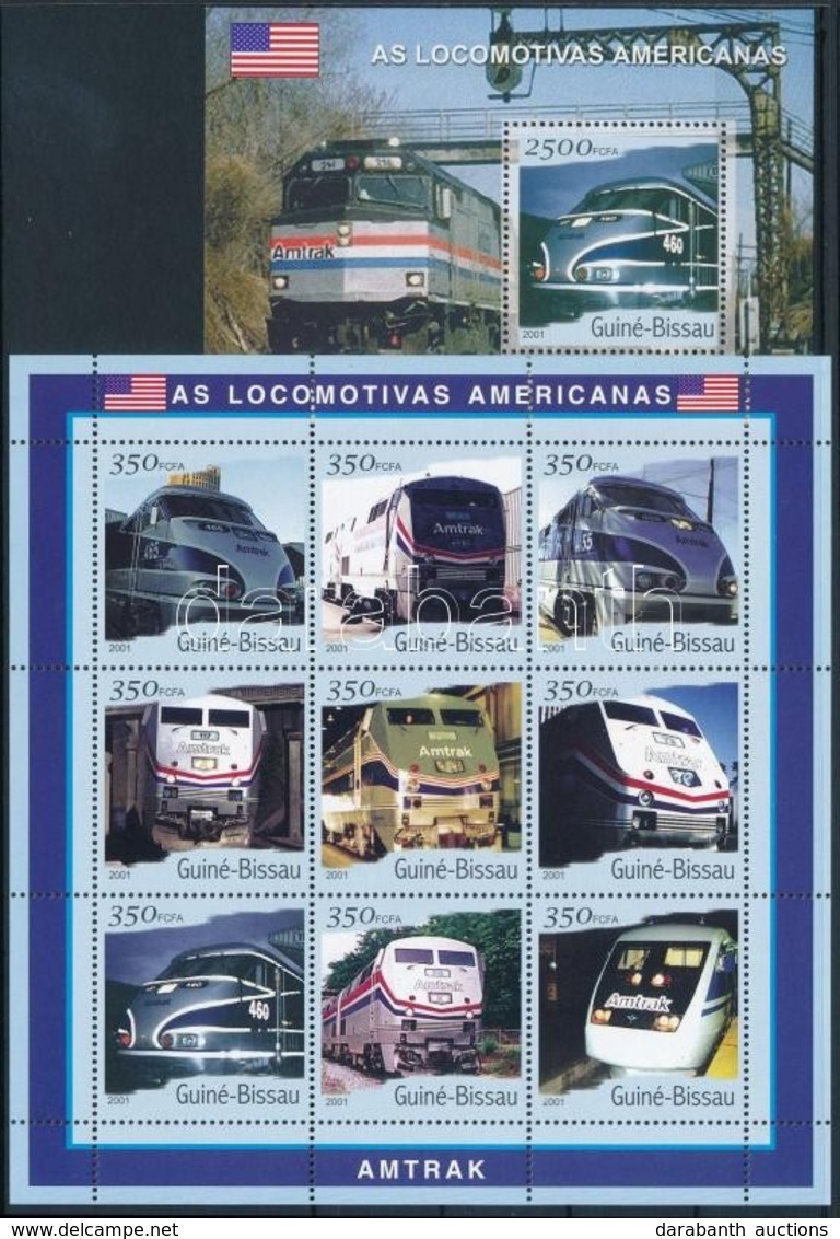 ** 2001 Amerika Vonatok Kisív Mi 1800-1808 + Blokk 1878 - Other & Unclassified
