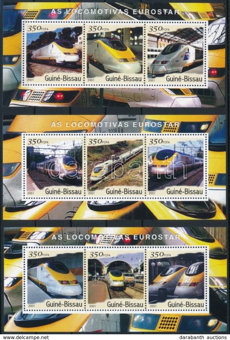 ** 2001 Eurostar Vonatok 3 Klf 3-as Kisív Mi 1845-1853 - Andere & Zonder Classificatie