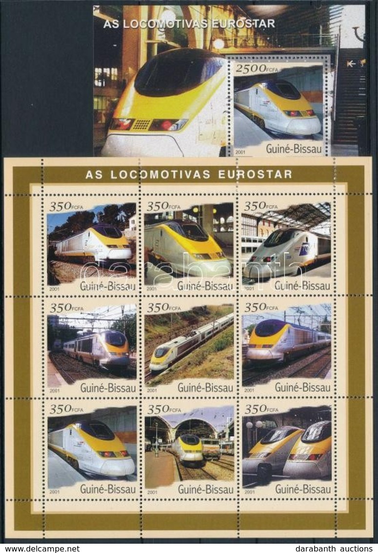 ** 2001 Eurostar Vonatok Kisív Mi 1845-1853 + Blokk 1883 - Andere & Zonder Classificatie