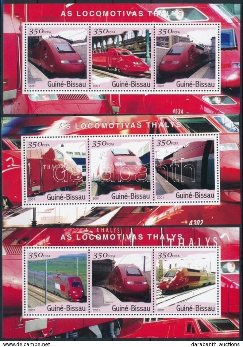 ** 2001 Thalys Vonatok 3 Klf 3-as Kisív Mi 1863-1871 - Autres & Non Classés