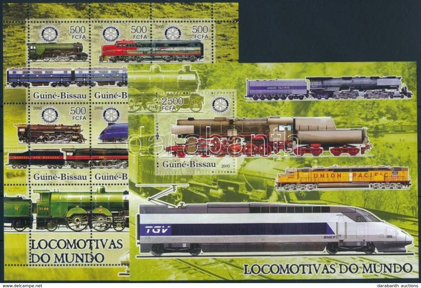 ** 2005 Vasút Kisív + Blokk,
Railway Minisheet + Block
Mi 3276-3281 + 545 - Autres & Non Classés