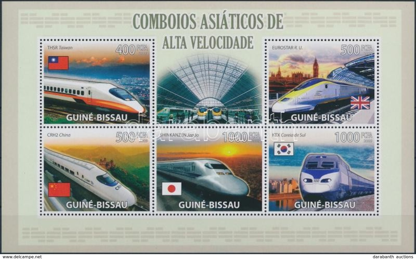 ** 2009 Modern Mozdonyok Kisív Mi 4379-4383 + Angol és Portugál Nyelvű Blokk 712 I-II - Autres & Non Classés