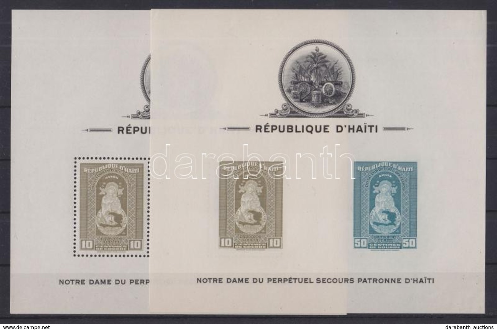 ** 1942 Szűz Mária Haiti Védőszentje Blokksor Mi 1-3 Fogazott + Vágott (3 Stecklapon) / Blocks Mi 1-3 Perforated + Imper - Other & Unclassified