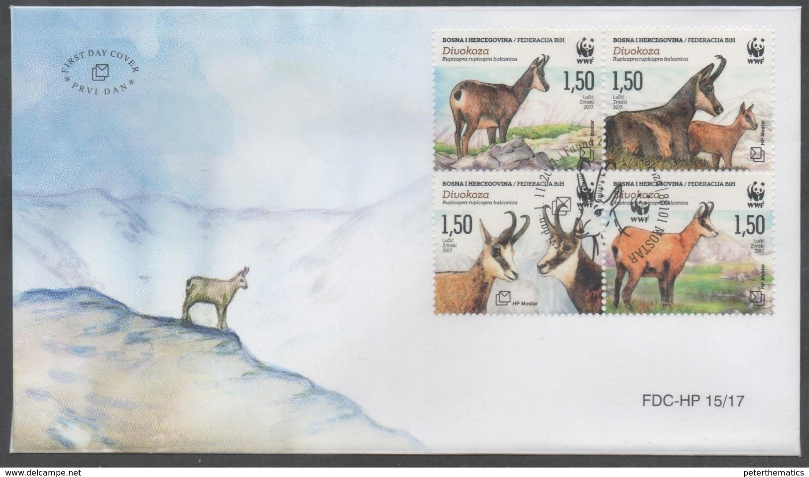 BOSNIA CROAT, 2017, WWF, GOATS, LOCAL FDC - FDC