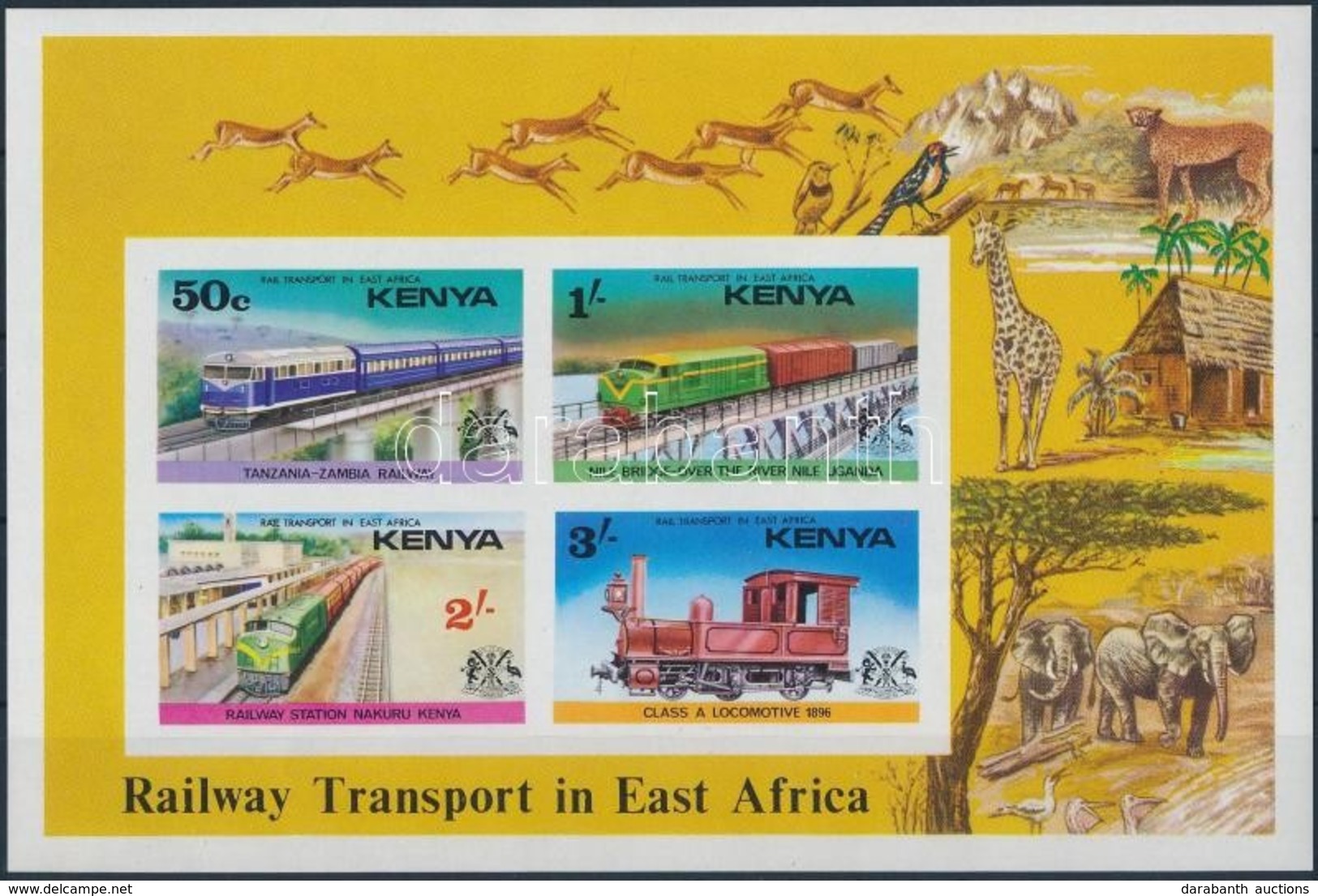 ** 1976 Vasúti Közlekedés Kelet-Afrikában Vágott Blokk Mi 3 - Sonstige & Ohne Zuordnung