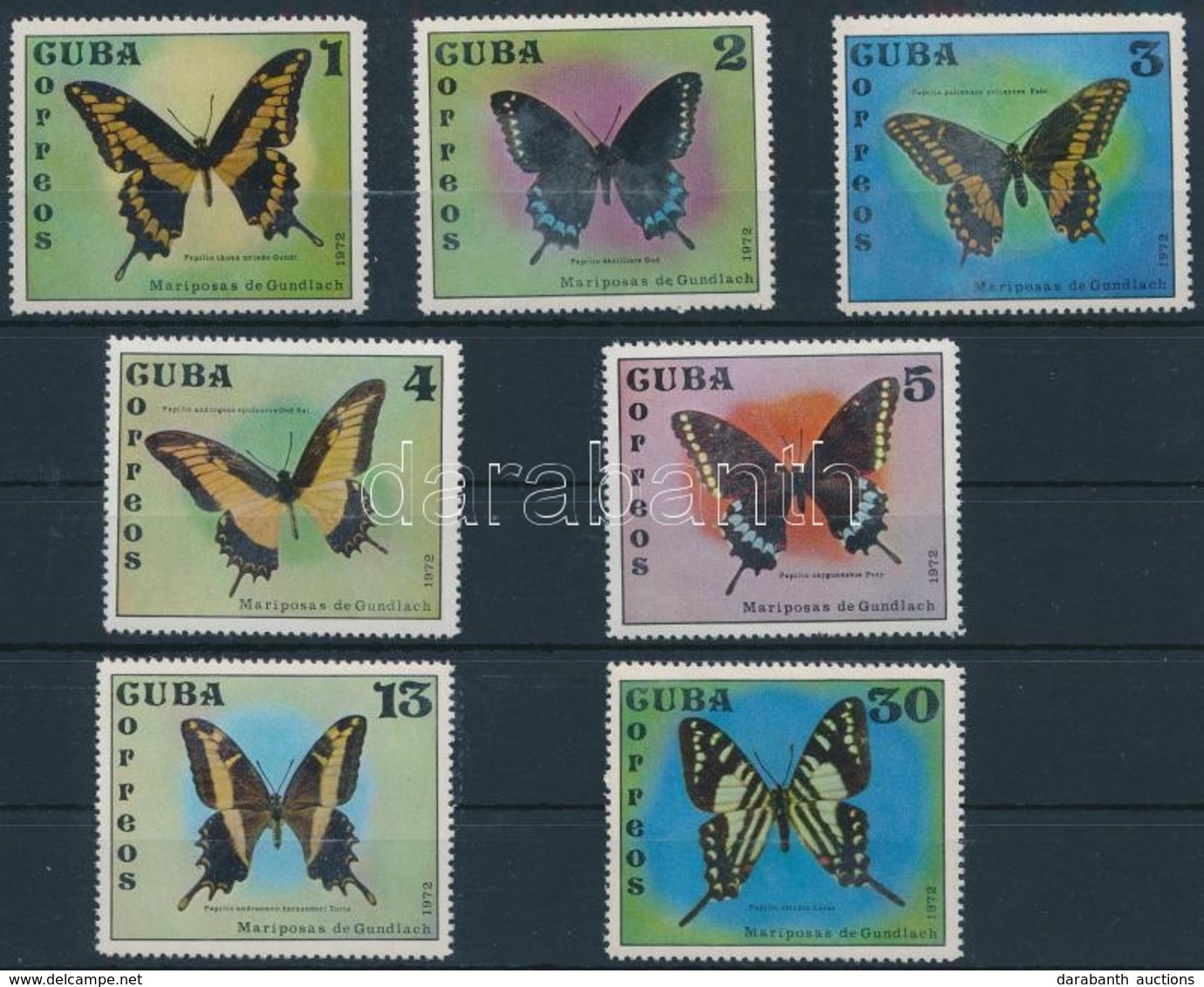 ** 1972 Pillangó Sor (első érték Gumihiba),
Butterfly Set (gum Disturbance On Mi 1802)
Mi 1802-1808 - Otros & Sin Clasificación