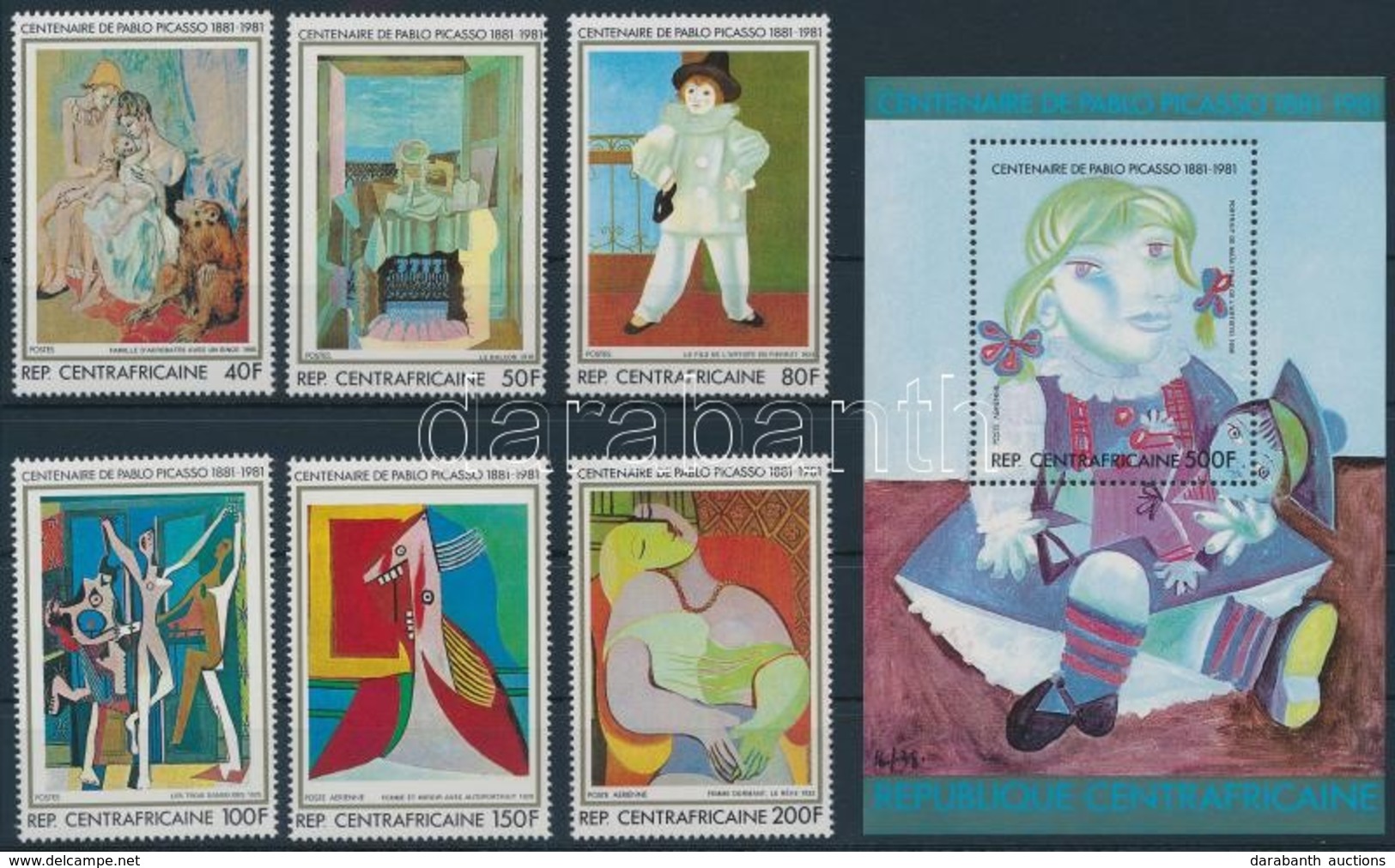 ** 1981 Picasso, Festmények Sor + Blokk,
Picasso, Paintings Set + Block
Mi 741 A -746 A +  Mi 125 A - Other & Unclassified