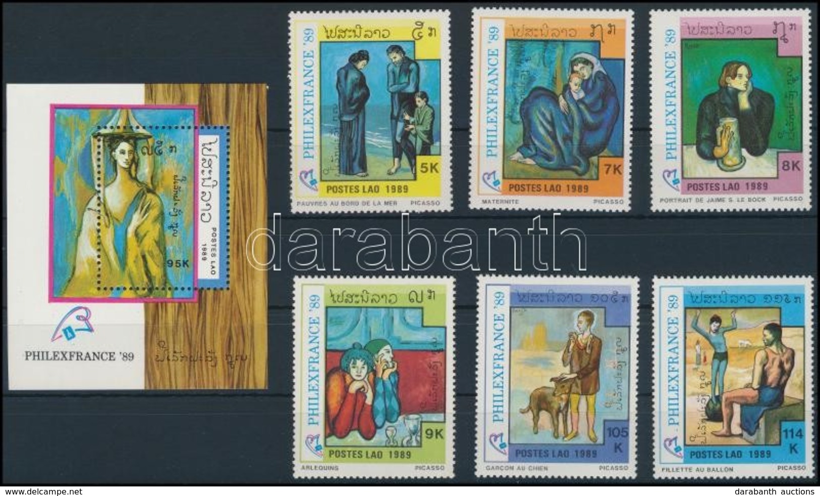 ** 1989 Bélyegkiállítás, Festmény Sor + Blokk,
Stamp Exhibition, Paintings Set + Block
Mi 1162-1167 + Mi 129 - Altri & Non Classificati