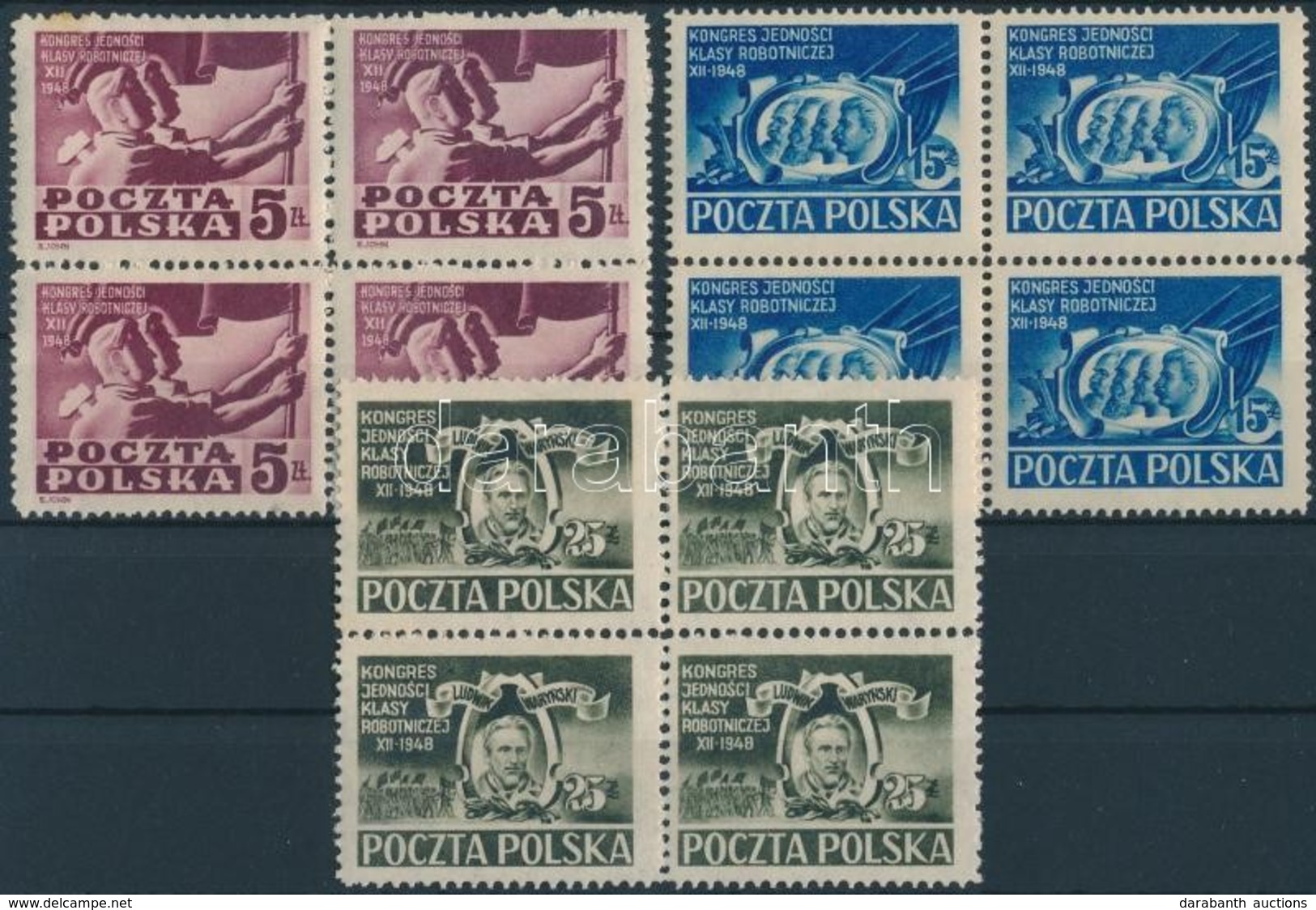 ** 1948 A Szocialista Párt Kongresszusa Sor 4-es Tömbökben Mi 508-510 (rozsda Folt) - Other & Unclassified