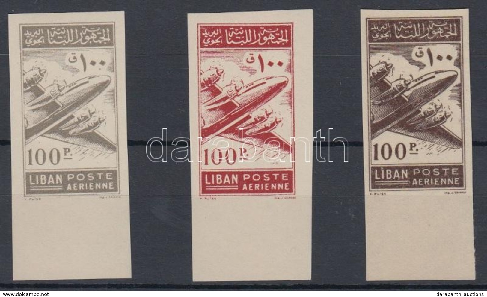 ** (*) 1953 Repülő Mi 499 Fogazatlan Próbanyomatok 3 Különböző Színben, Az Egyik A Papír Gumis Oldalára Nyomva / Airmail - Autres & Non Classés